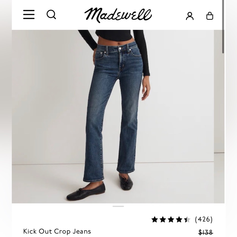 Madewell Mid Rise Kick Out Crop Jeans Size 25
